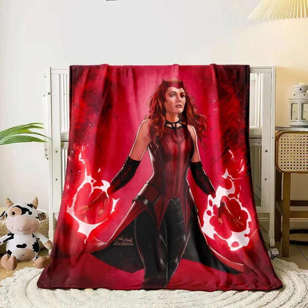 

Scarlet Witch Cartoon Print Flannel Throw Blanket for All Seasons Perfect for Sofa Beds Living Room Travel and Picnic Gifts