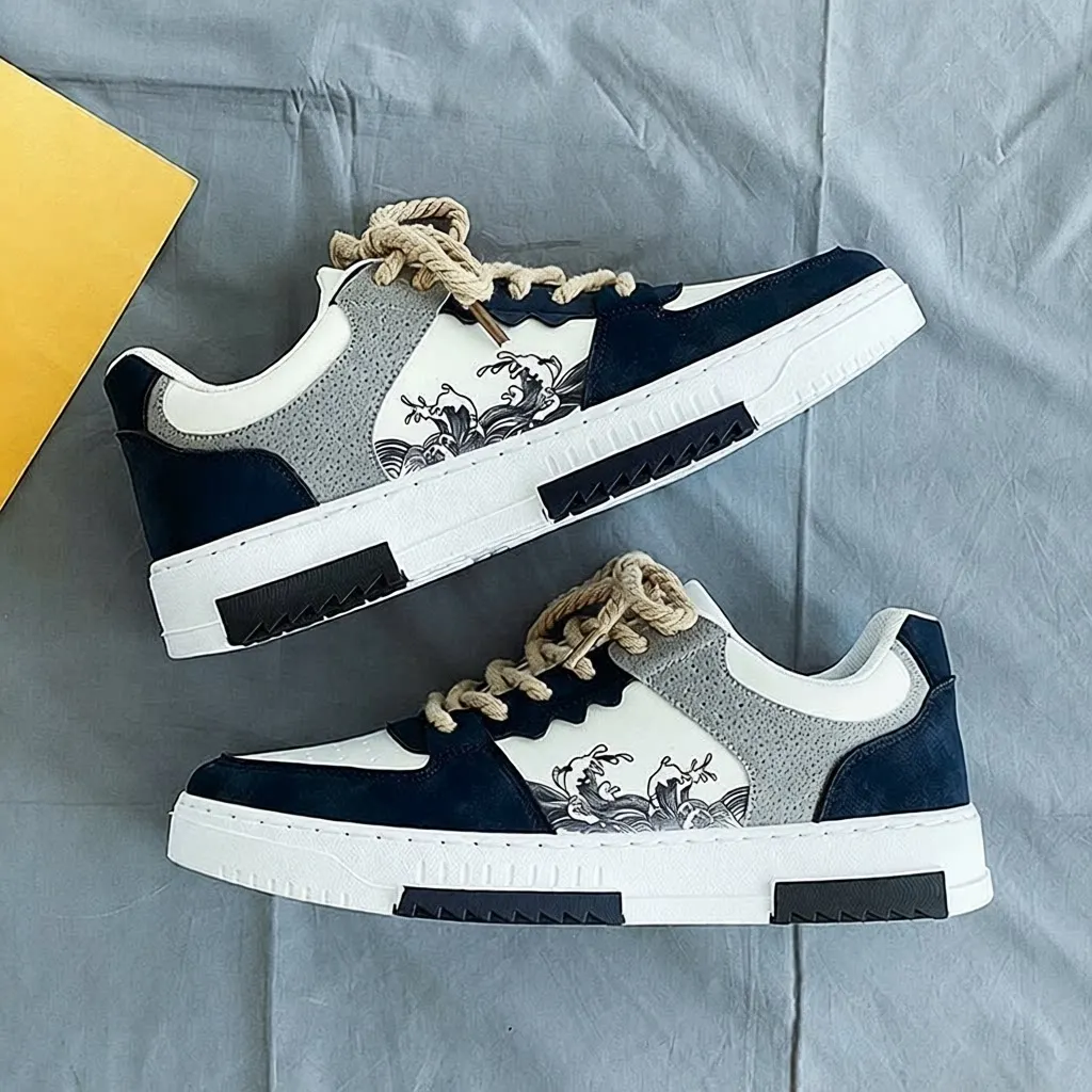 

Men's Summer New Style Breathable Sports Shoes Casual Thick Bottom Canvas Shoes Trendy All-Match Flat Laced Rubber Sole