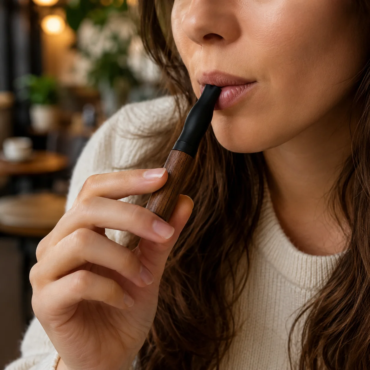 Wooden Quit Smoking Inhaler with 4 Flavor Spice Filter Refills Blueberry Orange Lemon Mint Nicotine Free Craving Relief Smoking