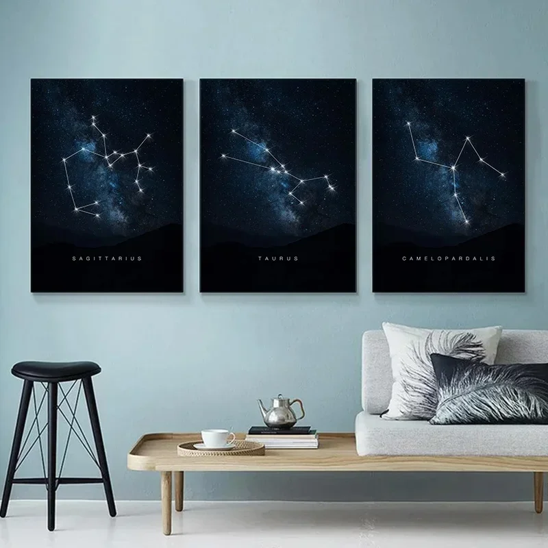 Sagittarius Orion Aquarius Gemini Taurus Pegasus Space Constellations Poster Canvas Painting Wall Art Picture for Room Decor