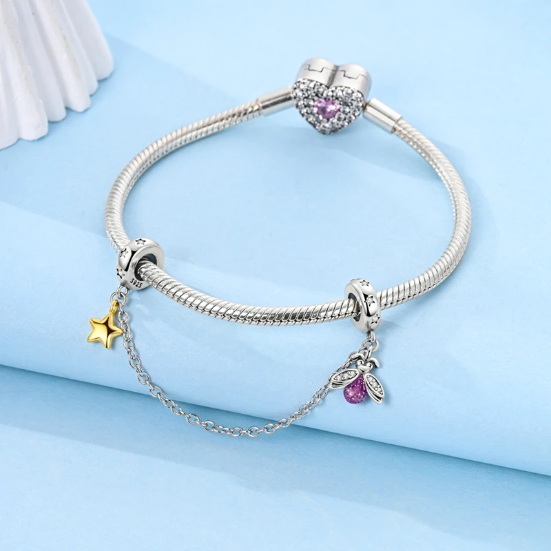 Luminous Series 925 Sterling Silber Charms Perlen Anhänger Glühwürmchen Elfenpfote Planet Charm Passend für Original Armband Damen Schmuck Geschenk – Detail 19