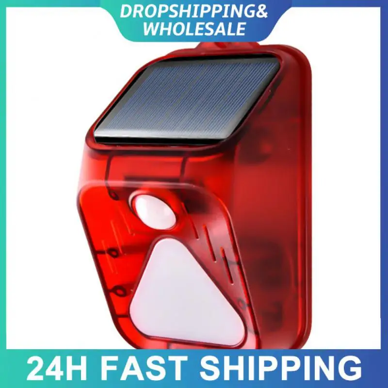 Solar Warning Lamp Waterproof  Ip65 Drives Animal Warning Light 100 Db Human Body Induction Led Lights Solar Charge Alarm Flash