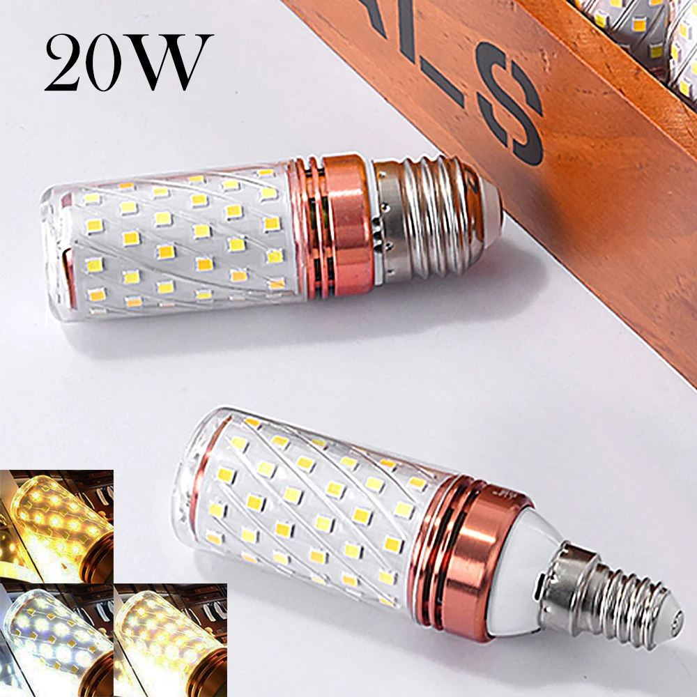 E27 E14 20w Tricolor Led Bulb 360° Beam Angle Colour Changing Cool/Neutral/Warm White 220v/110v White Light Corn High Power Lamp