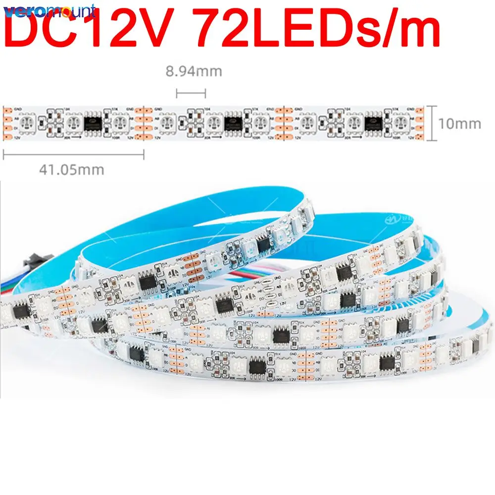 Imagem -06 - Pixel Led Strip com Continuidade de Breakpoint ic Externo Pcb Smd 5050 Rgb Full Color Ucs512b3 5m 12v 24v dc Dmx512 60 72leds m 10 Milímetros