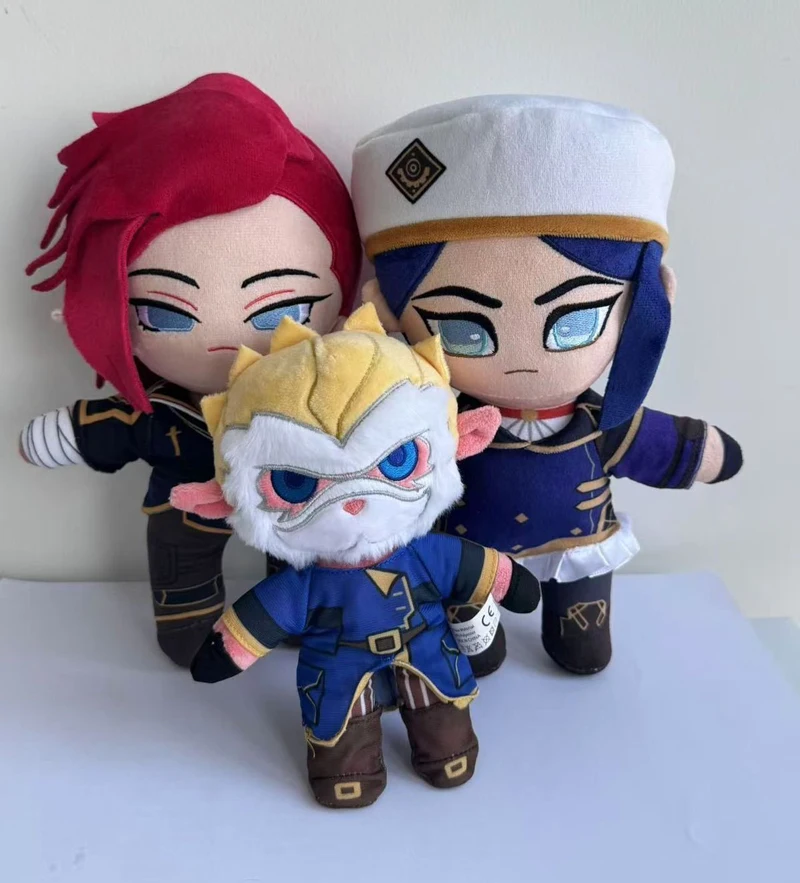 Latest 25cm Cute Anime Character Vi / Big Head Heimerdinger and Caitlyn Kiramman Plush Toys Cartoon Game Collection Plushie Doll