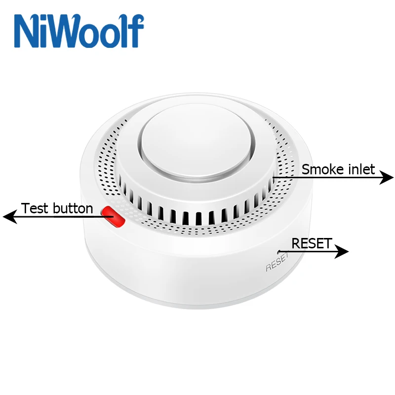 Detector de humo inalámbrico, Sensor fotoeléctrico de 433MHz, sonido 80db, seguridad inteligente para el hogar, alarma independiente