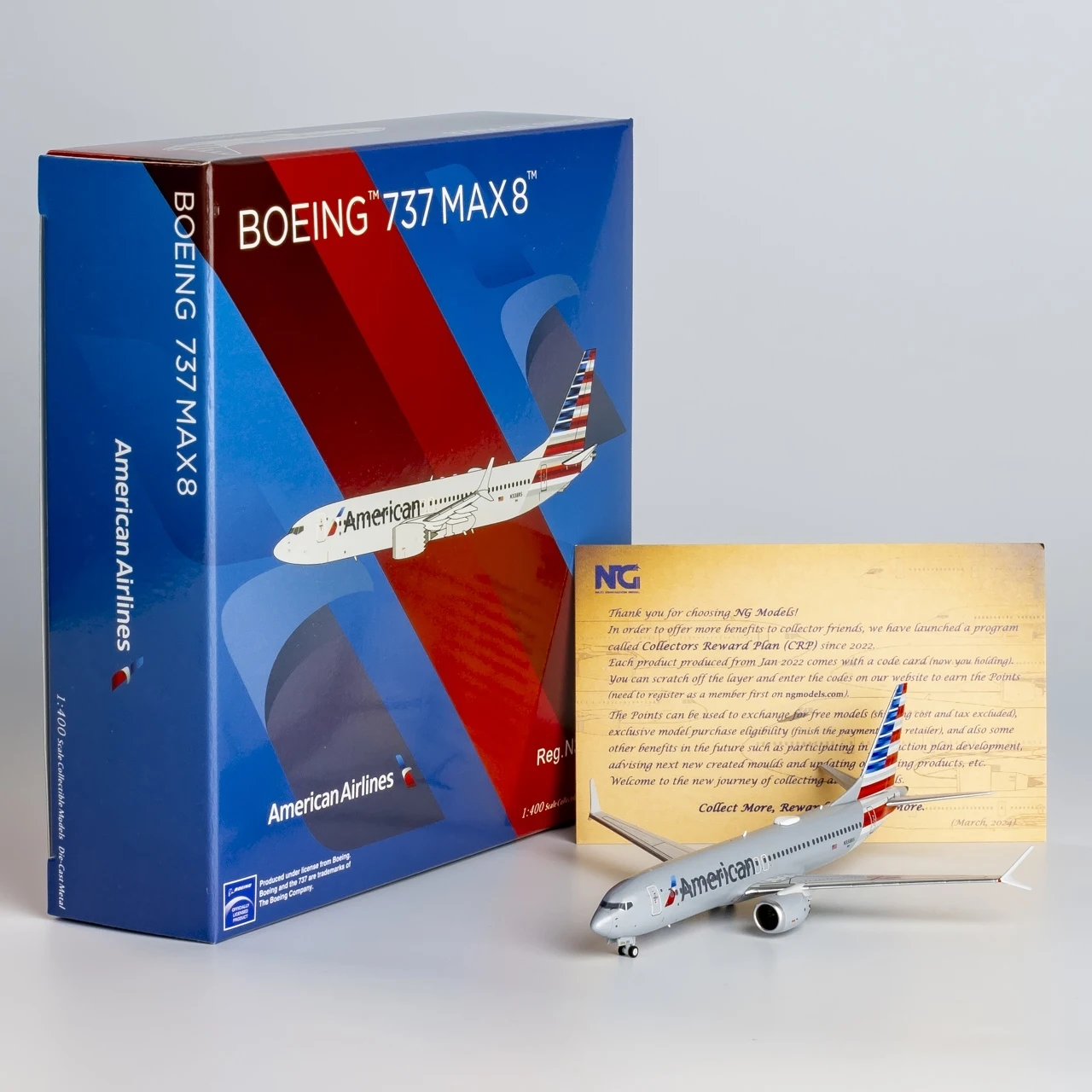 

88033 Коллекционный самолет из сплава в подарок, модель NG 1:400 American Airlines Boeing B737 MAX 8, литая под давлением модель самолета N338RS