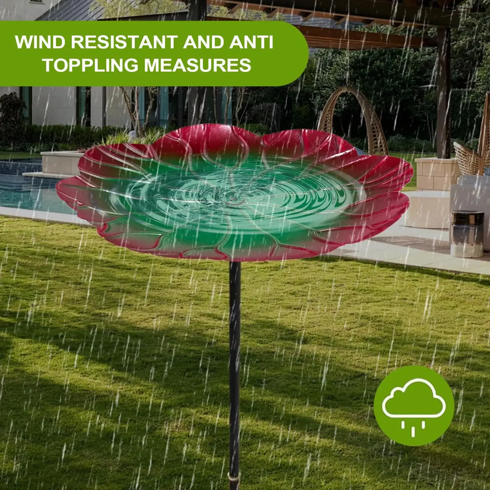 Bird Baths for Outdoors Bird Bath Bowl Outdoor Feeder Weather Feeding Resistant Station with 3-Pronged Base for Ground Balcony