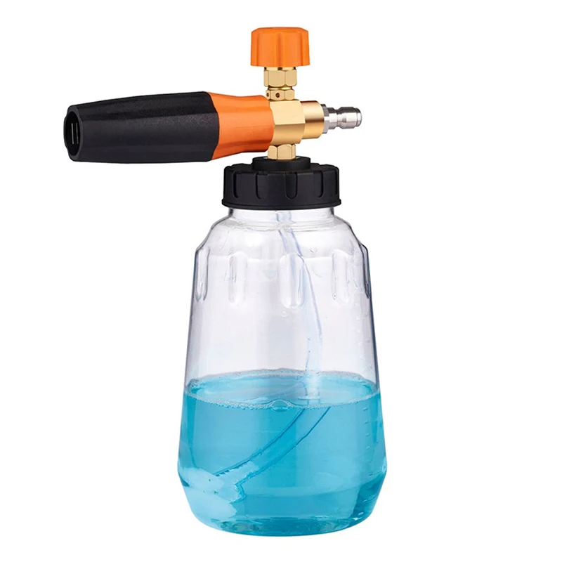 Car Wash Snow Foam Lance Transparent Bottle 1000ml 1/4 Inch Quick Connect to Pressure Washer Gun Wand Lance Part Foam Generator