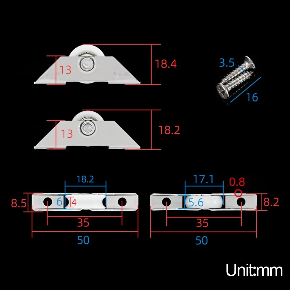 قطعتان من عجلات منزلقة للباب القوي مصممة لأبواب الخزانات الثقيلة مع غلاف من الفولاذ المقاوم للصدأ ومحامل كربون