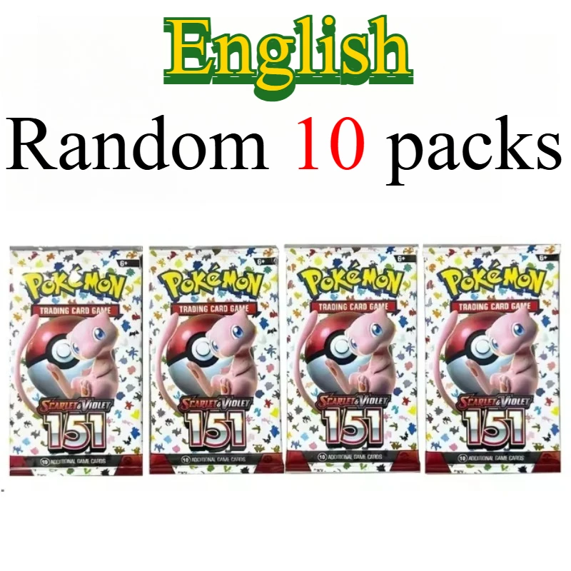 10 Pokémon-kaartpakketten, heldere sterren, 151 prismatische evoluties, PALDEAN FATES, Engelse versterking, gevechtstransactiekaartcadeau