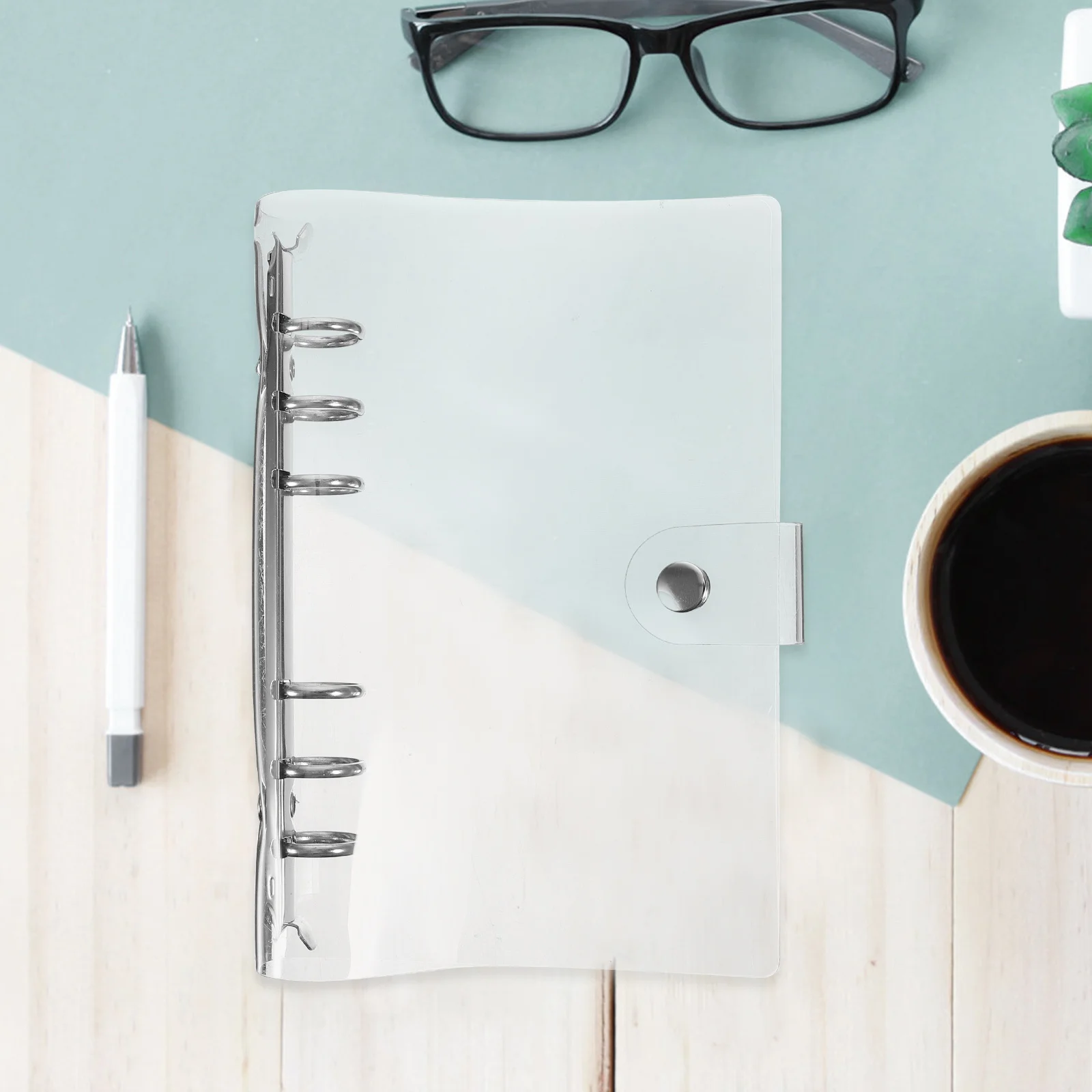 3 قطعة غطاء الموثق البلاستيكية الشفافة 6-حلقة غلاف دفتر إعادة الملء دفتر الموثق مجلد منظم تخزين المستندات #5