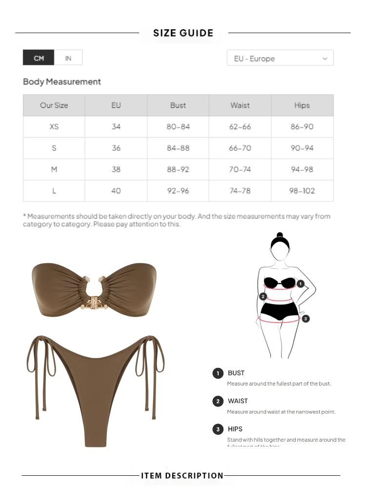 Bikini Bandeau liso sin tirantes para mujer, conjunto de Bikini de tubo de corte alto, traje de baño de realce con lazo lateral, ropa de playa