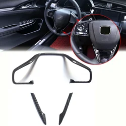 Carbon Fiber Car Accessories Interior Steering Wheel Frame Cover Molding Trims For Honda Civic 10th Gen 2016-2021 CRV 2017-2022