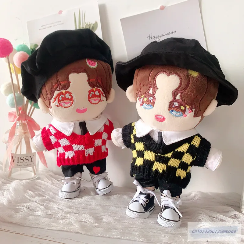 20CM idol Star EXO Doll Dolls Clothes Knitted Sweater necktie pants shoes Vest Fisherman beret hat dolls Accessories toys Gift