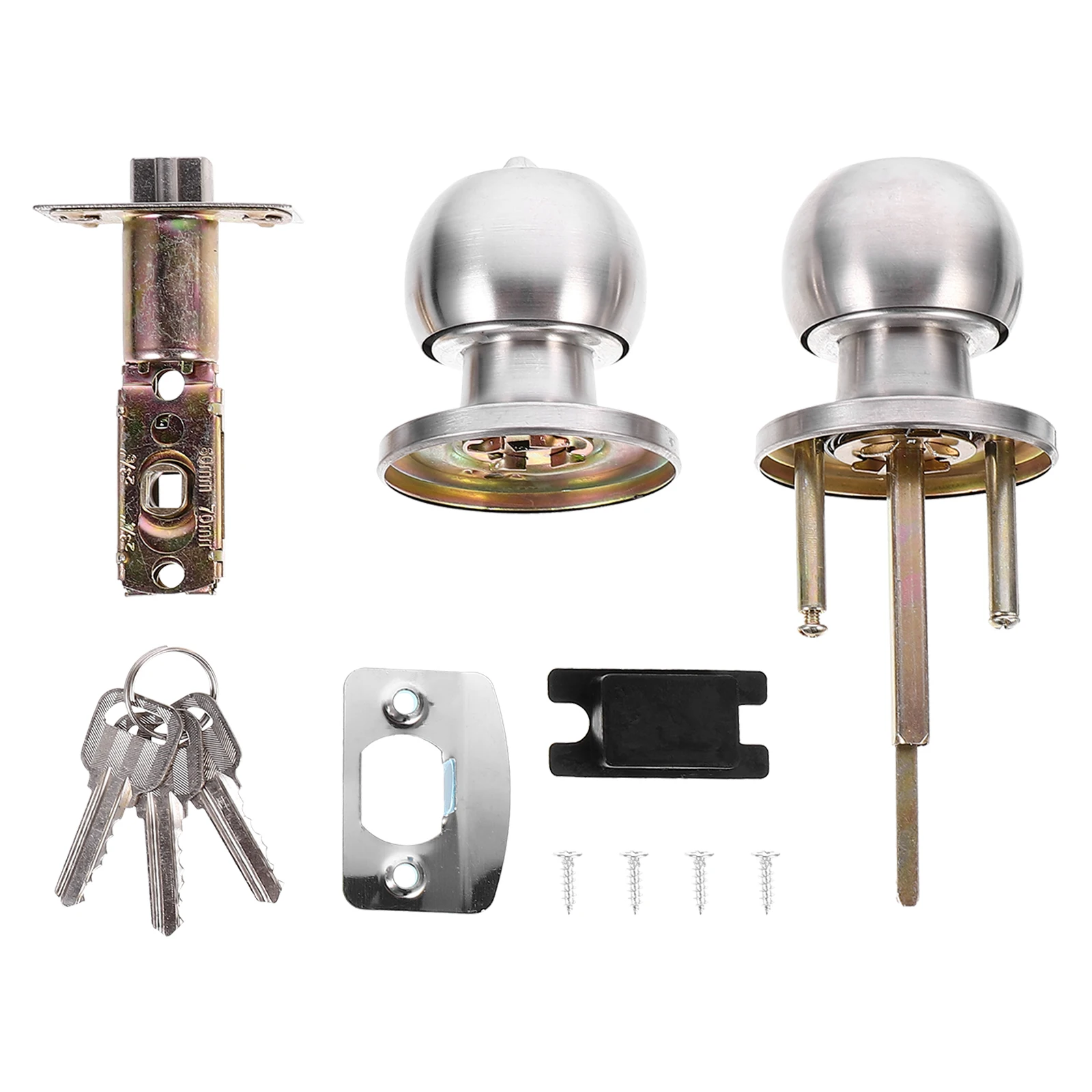 

1Set Three Rod Door Spherical Lock High Class Material Durable Stainless Steel Knob Lock for Home Room Door Reliable Usage