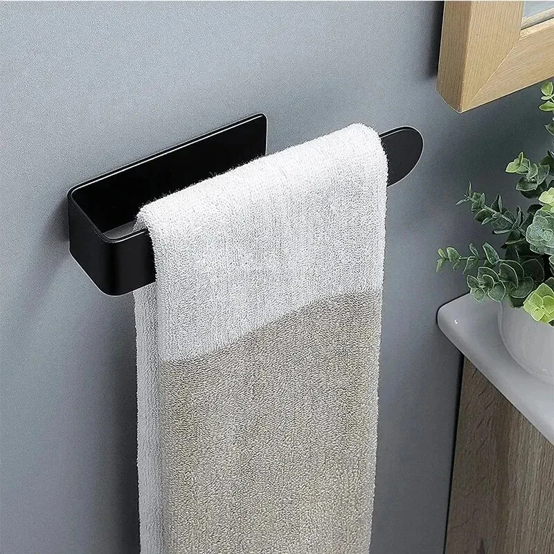 Hand Towel Ring Self Adhesive Bathroom Kitchen Towel Hand Towel Holder Bar Stick on Wall Stainless Steel Matte Black