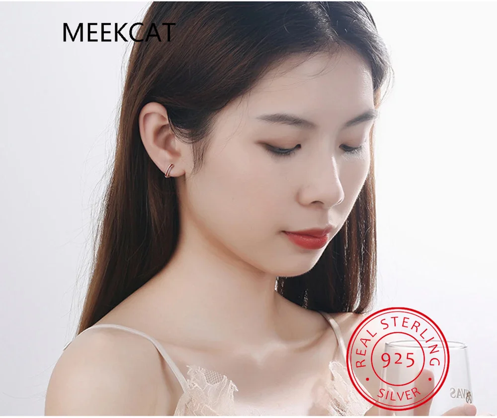 حقيقي 925 فضة حافة حمراء صغيرة القلب هوب أقراط للمرأة مجوهرات جديدة العصرية هوجيز FQL20407 #5