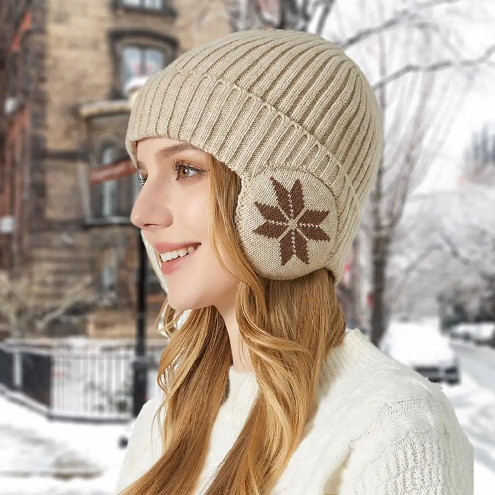 Gorros de lana a prueba de frío para hombre y mujer, gorros cálidos de felpa de punto, gorros de nieve a la moda, protección para los oídos, Unisex, Invierno