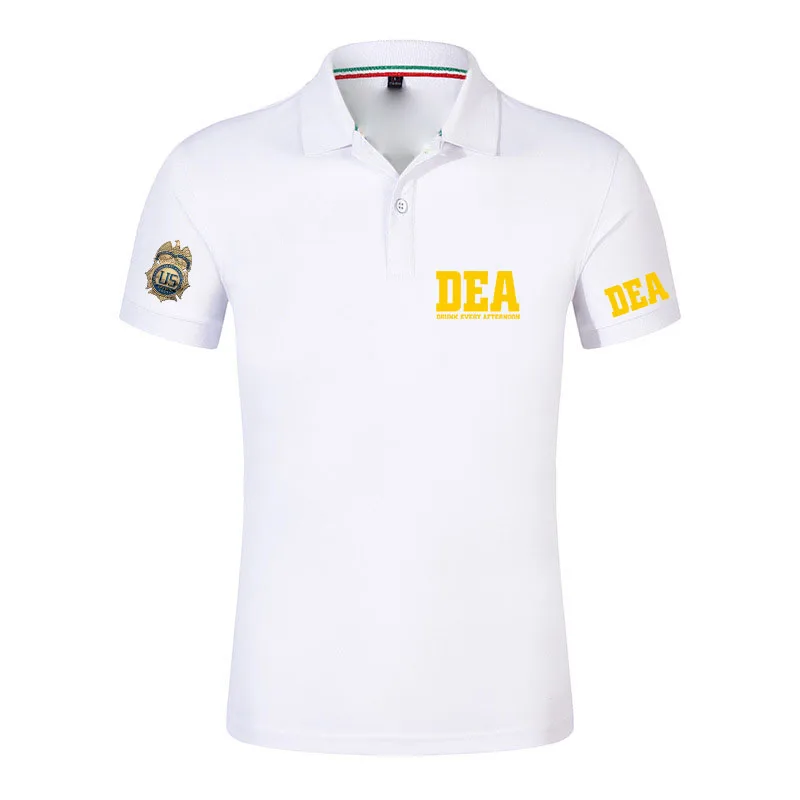 DEA Drunk Every Afternoon Funny 2026 Man's New Eight-color Polo Shirts Breathable Sport Summer Fashion Short Sleeve T shirt