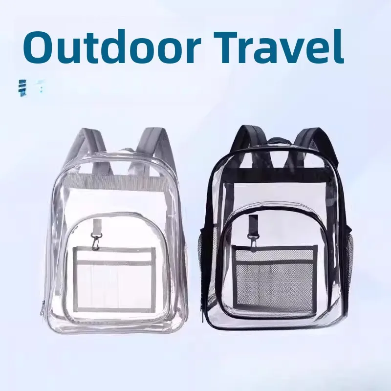 

Transparent Thickened PVC Outdoor Large Capacity Travel Backpack Waterproof Student Bookbag Logo Commuter Style Soft Handle