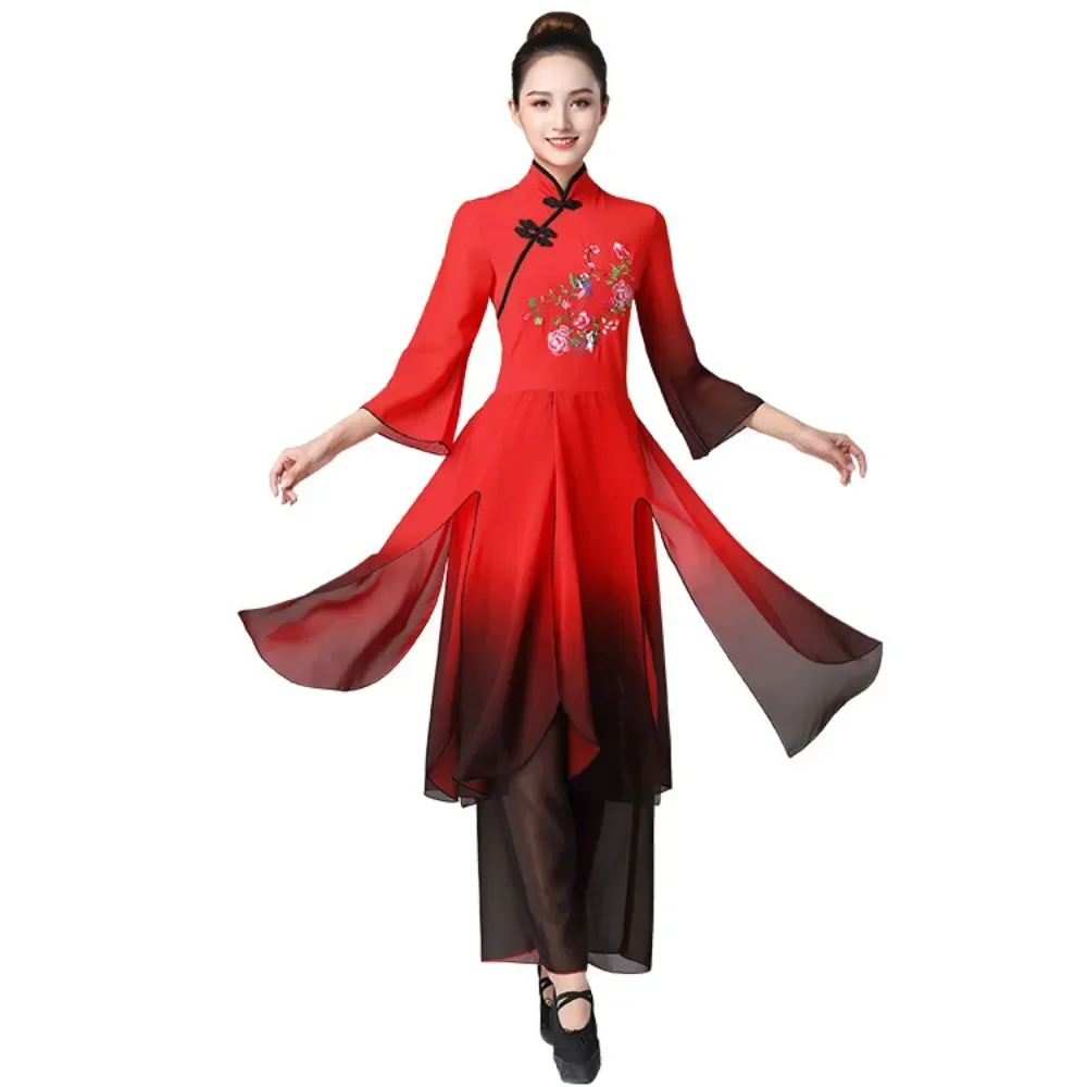 New women's Yangko dress New fan classical dance dress set female Chinese folk dance dress costume Large size M-6XL