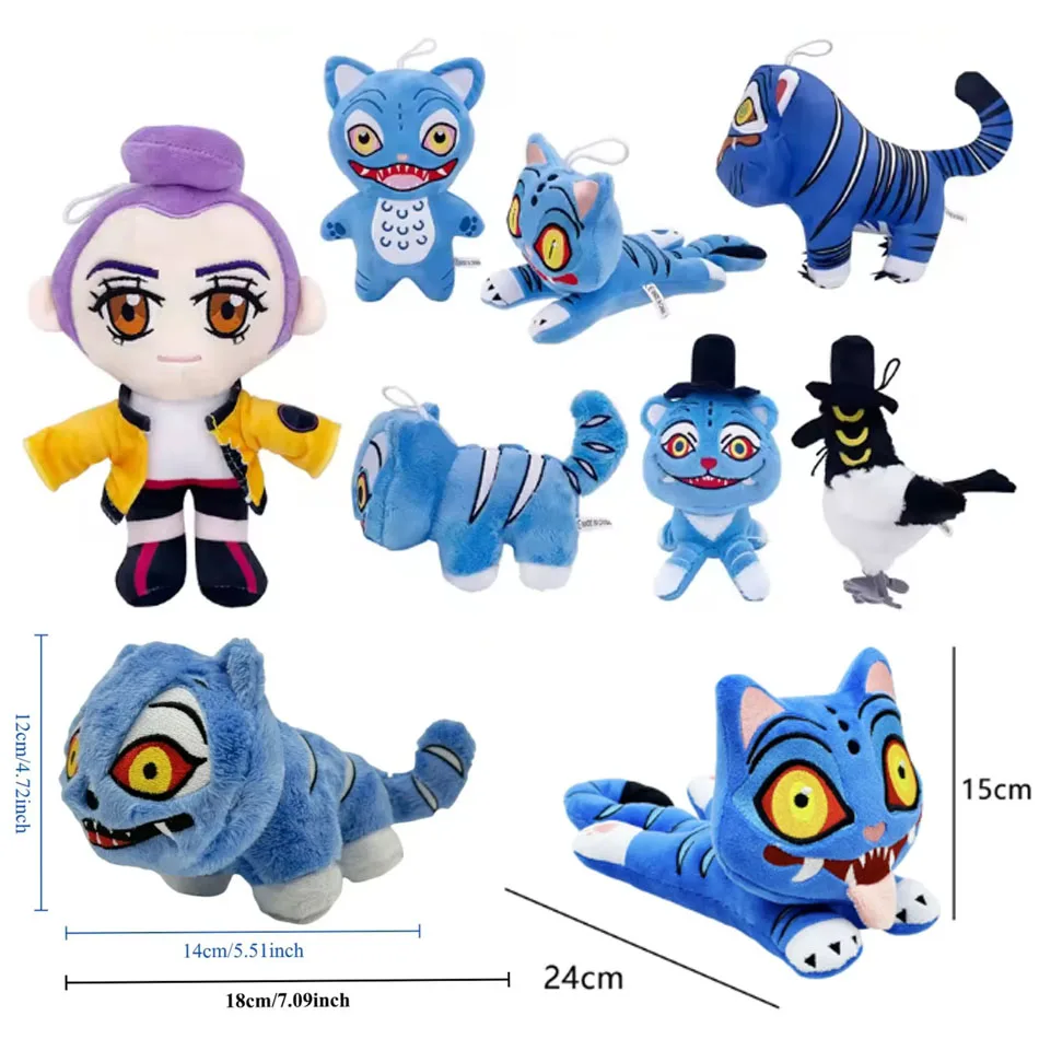 

*2025 Аниме Kpop Охотники на демонов Плюшевая милая фиолетовая тигровая черная шляпа Сорока с 3-мя глазами Monster Hunt Girl Group Кукла для фанатов Подарки