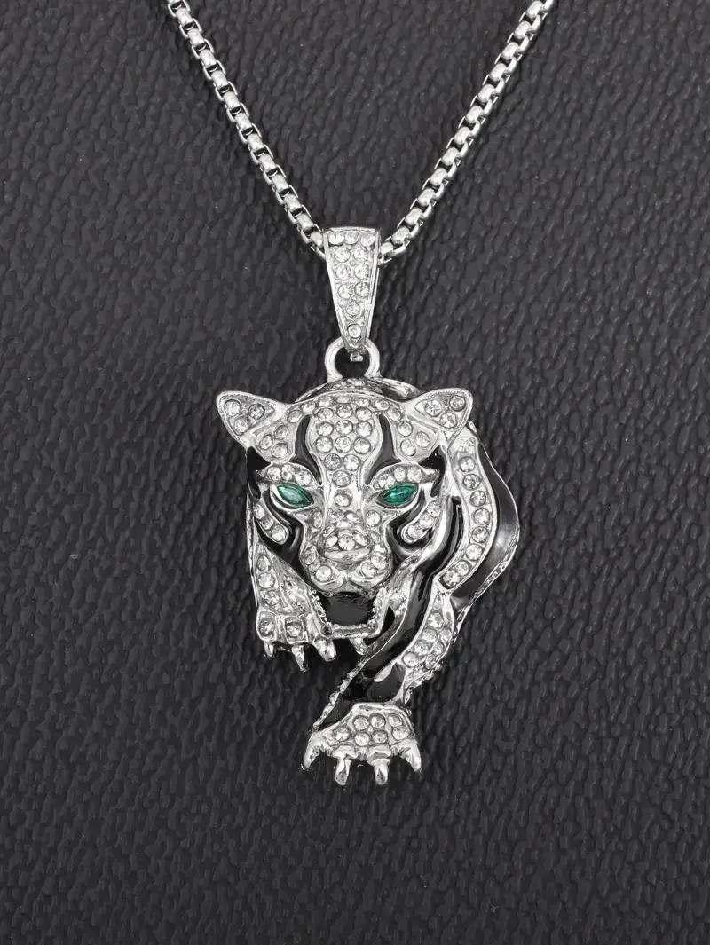 Personality Trend Men Jewelry Gold Plated Tiger Cheetah Animal Pendant Fashion Cool Necklace