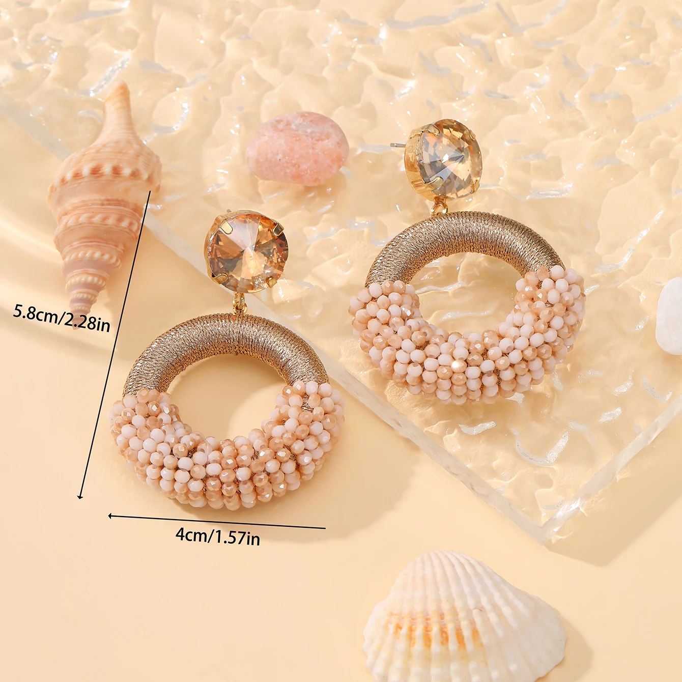 INKDEW Half String Half Beads Drop Earrings Crystal Stud Handmade Earrings For Women Jewelry Big Long Earrings Jewelry EA150