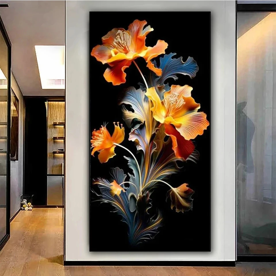 Floral Diamond Painting New 2024 Full Square Round Diy Diamond Art Mosaic Yellow Iris Flowers Landscape Living Room Decor Gift