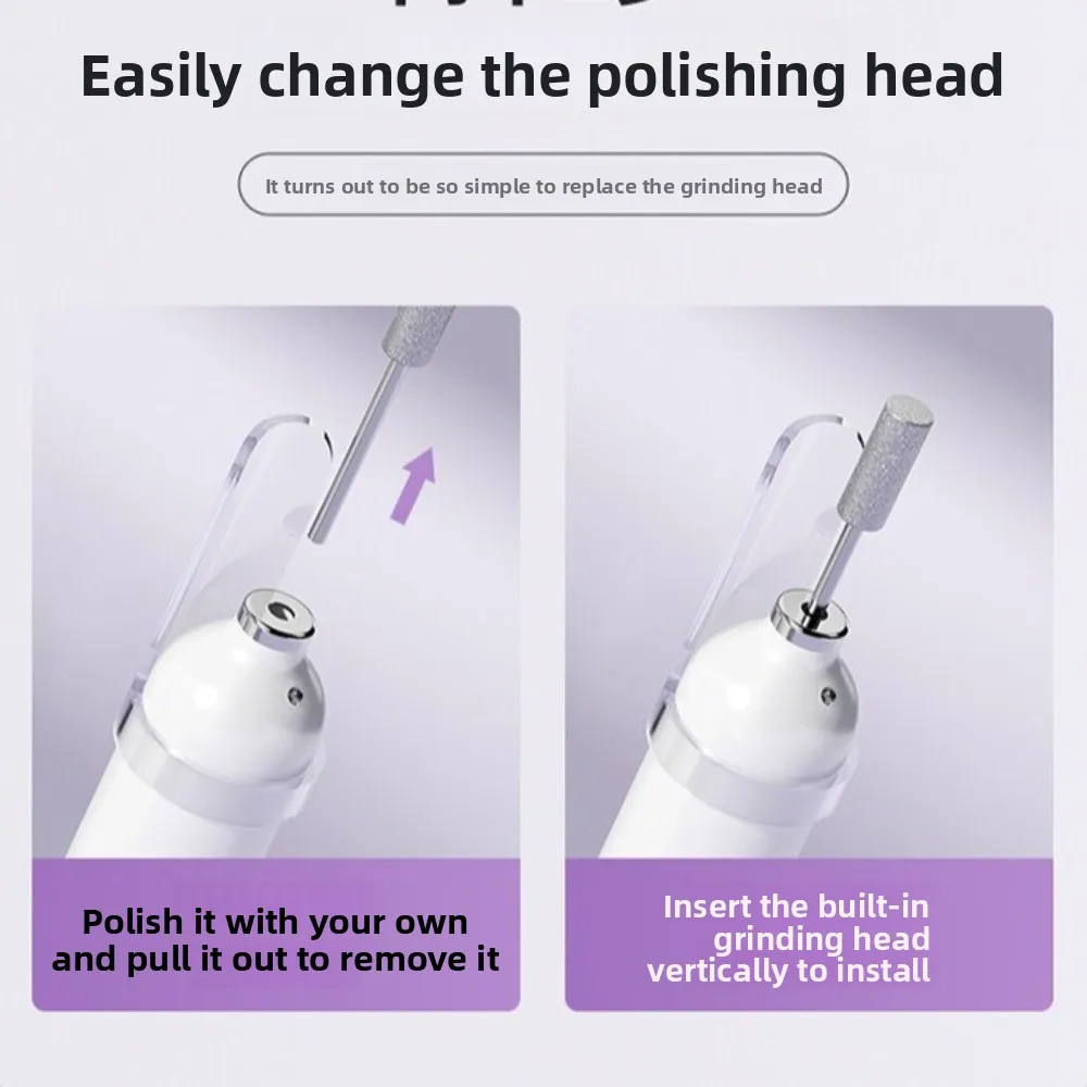 ชุดเครื่องเจียรเล็บไฟฟ้าพร้อมจอ LCD หัวเจียร 5 หัว เครื่องอบเล็บไร้สายแบบชาร์จไฟได้ ดีไซน์ 2-in-1 แบบปากกา USB