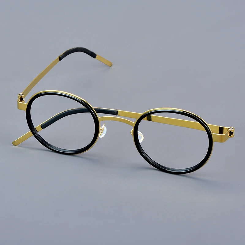 Monture de lunettes rondes ultralégères pour hommes et femmes, acétate de titane, lunettes sans vis, lunettes du Bad, 1011