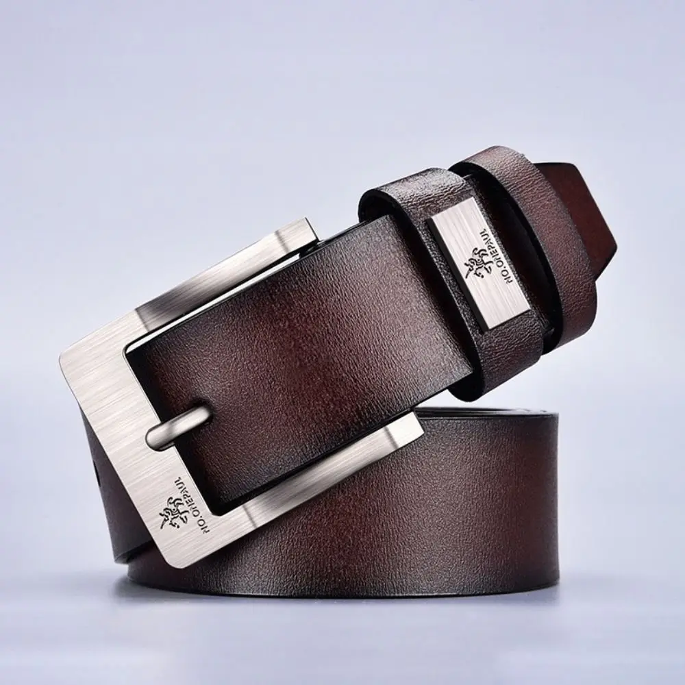 Cinturón de cuero genuino de diseño de lujo a la moda, cinturón de piel de vaca versátil informal, cinturón vaquero de negocios de marca a la moda para hombre