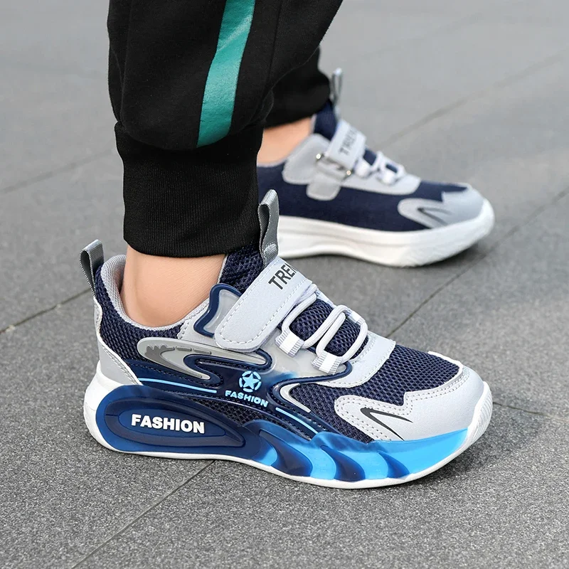 

2025 Autumn New Dual Network Children Sneakers for Boys Mesh Breathable Running Sports Shoes Kids Flat Casual Shoes Big Size 40