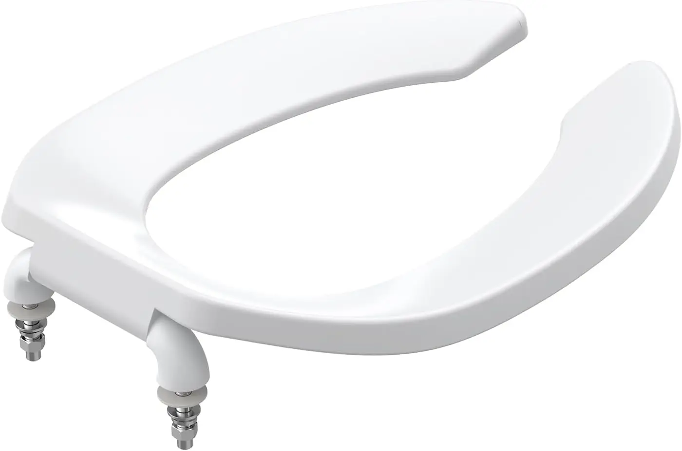 

Heavy Duty Open Front Toilet Seat Without Cover, Elongated Safe for Public Use in Office, Church, Hospital (White 18.5")