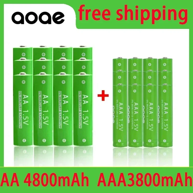 100%brand new AA 1.5V 4800mAh/1.5V AAA 3800mah rechargeable alkaline battery flashlight toy watch MP3 player replacement battery