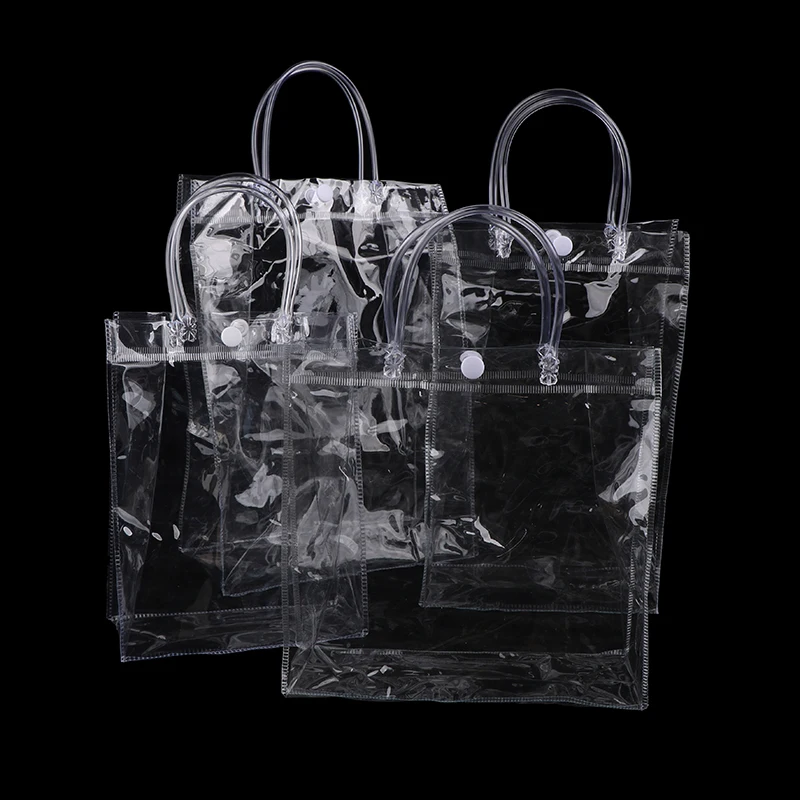 Women Clear Tote Bag PVC Transparent Handbag With Handle Shoulder Shopping Bags For Ladies