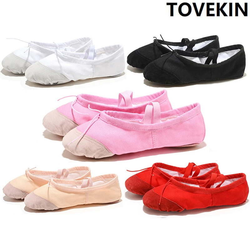 

soft black red white pink flat teacher kids ballet shoes for girls women ballet shoes children canvas