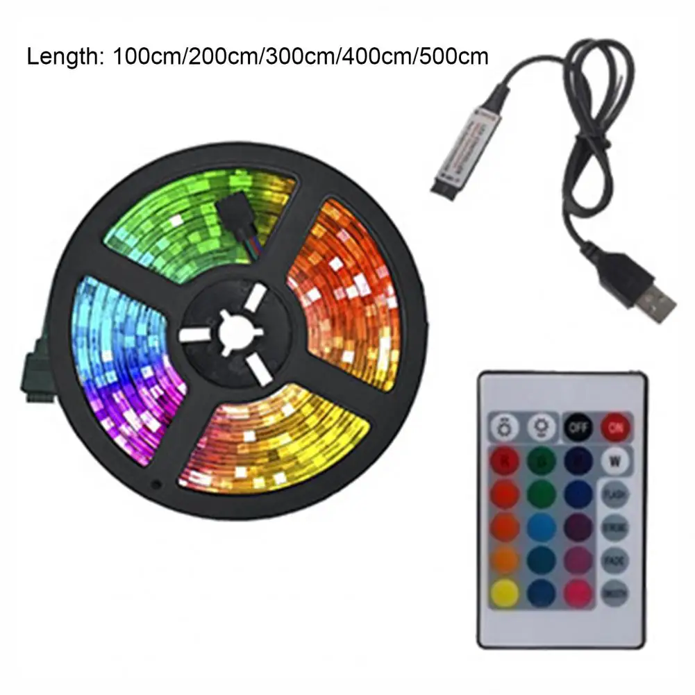고휘도 IR 원격 제어 LED 스트립 조명, 부드러운 조명, 조도 조절식 자체 접착 장식, 2835 RGB DC 5V USB 테이프 조명