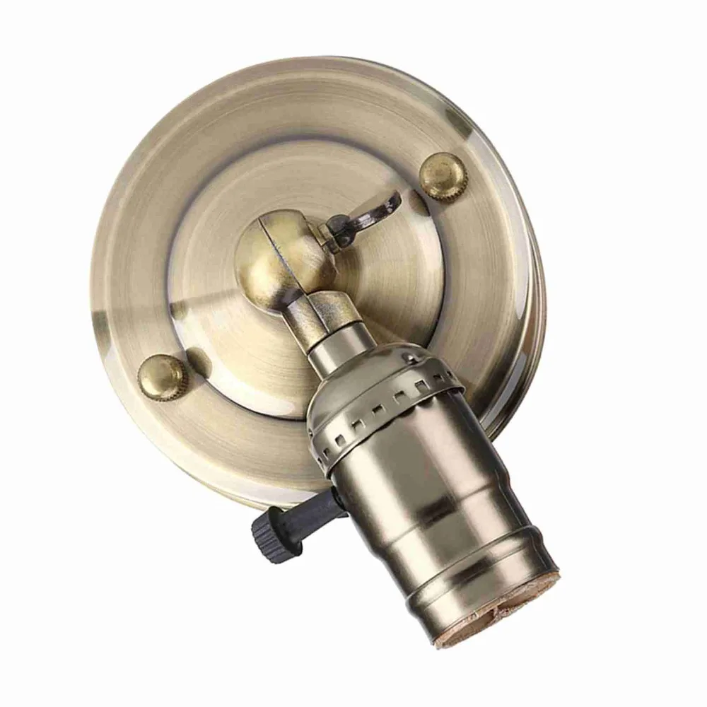 E26 E27 Socket Wall Lamp Holder With Switch Knob Switch Wall Light Fixture Adjustable Angle Upward Downward Mounting Wall Sconce