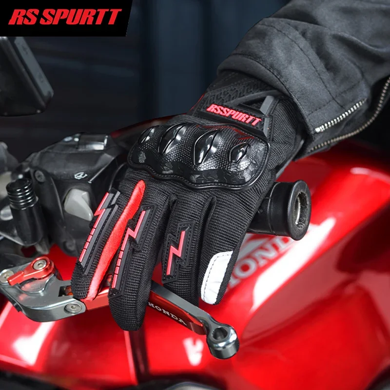 Summer Breathable Mesh Motorcycle Riding Gloves Lightweight Men Girl Thin Wear-resistant Anti-fall Moto Rider Touchscreen Gloves 5