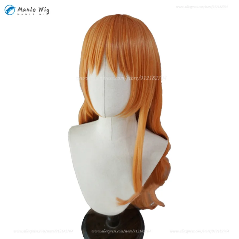 Perruque Cosplay Nami Anime Ondulée Orange pour Femme, Cheveux Synthétiques, Bonnet de Perruque, Degré de Chaleur, ix, 75cm, 1 Pc