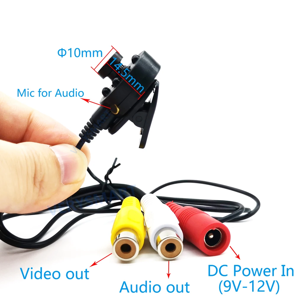 Small Mini CVBS Camera with 8PCS 940nm IR LEDs 120 Degree Wide Angle Lens Night Vision indoor CCTV Video Audio Camera