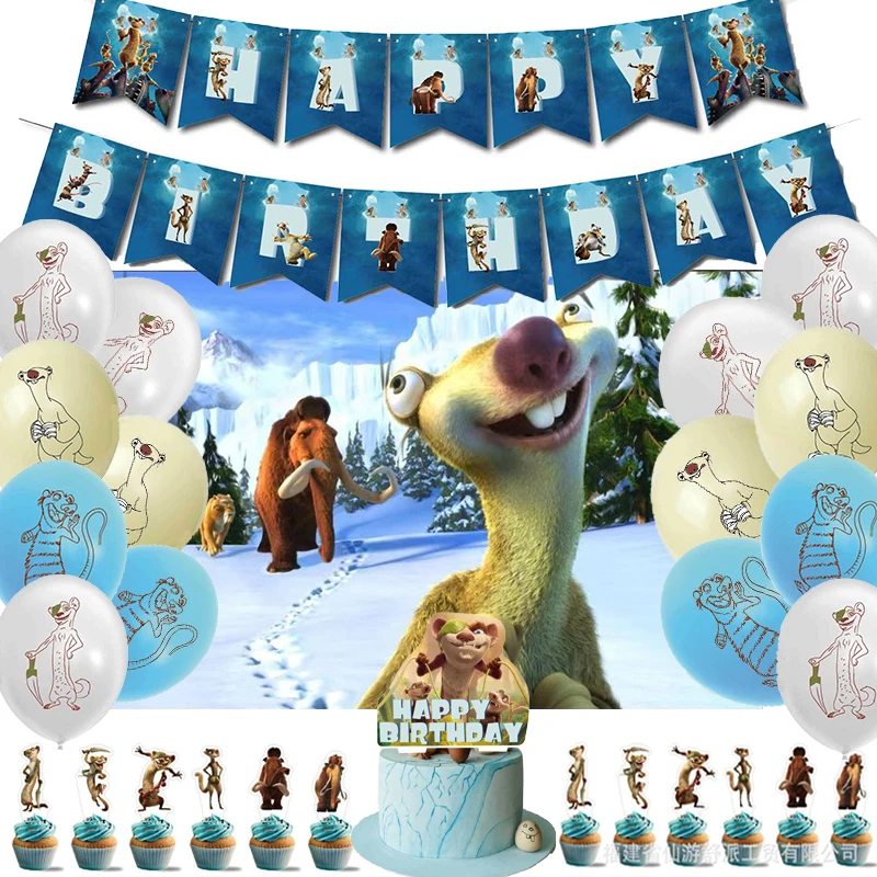 Cartoon Film Ice Age Verjaardagsfeestje Decoratie Buck Wilde Ballon Achtergrond Banner Party Supplise Baby Shower Kind Speelgoed