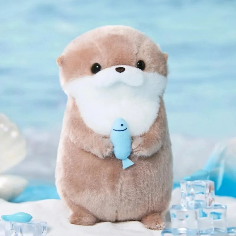 Original AMUFUN JP Amuse Imported Luxury Otter Usoyan Holding Fish Otter 16cm/11cm Doll Holding Otter King Best Birthday Gift