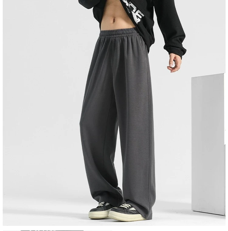 

Серые спортивные брюки, мужские висячие прямые брюки, новые широкие брюки, осенние мужские брюки, спортивные штаны, повседневные брюки