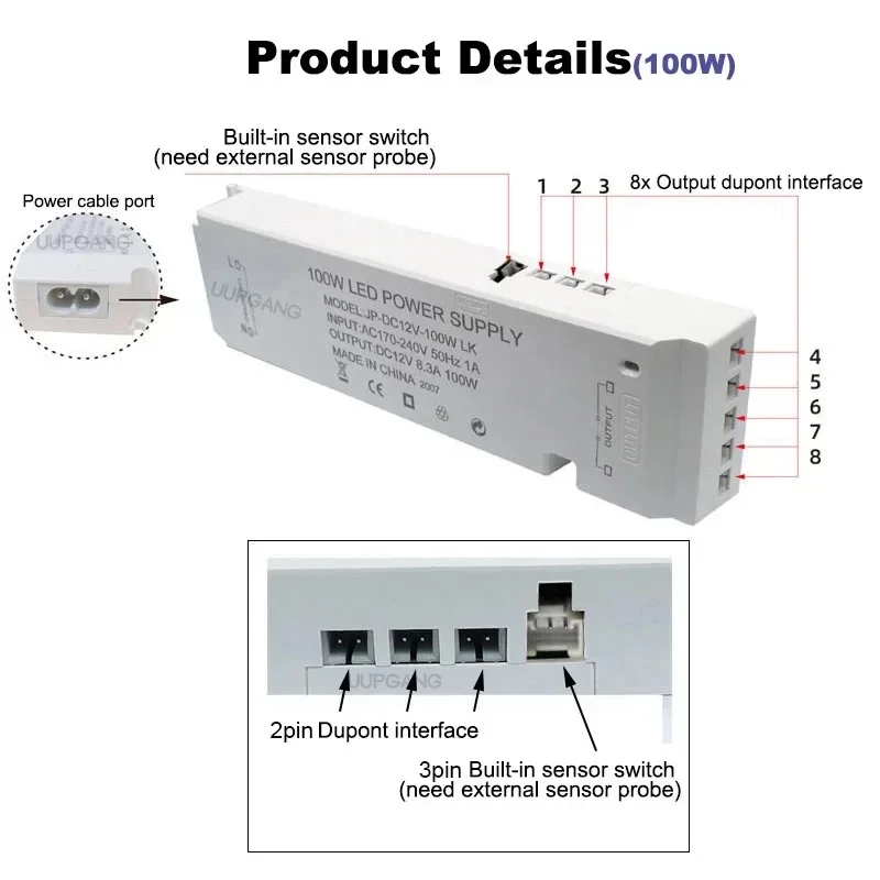 LED Cabinet Light Power Supply 18/24/36/60/100W Transformer AC 110V 220V to DC 12V Constant Voltage Source Adapter for LED Strip