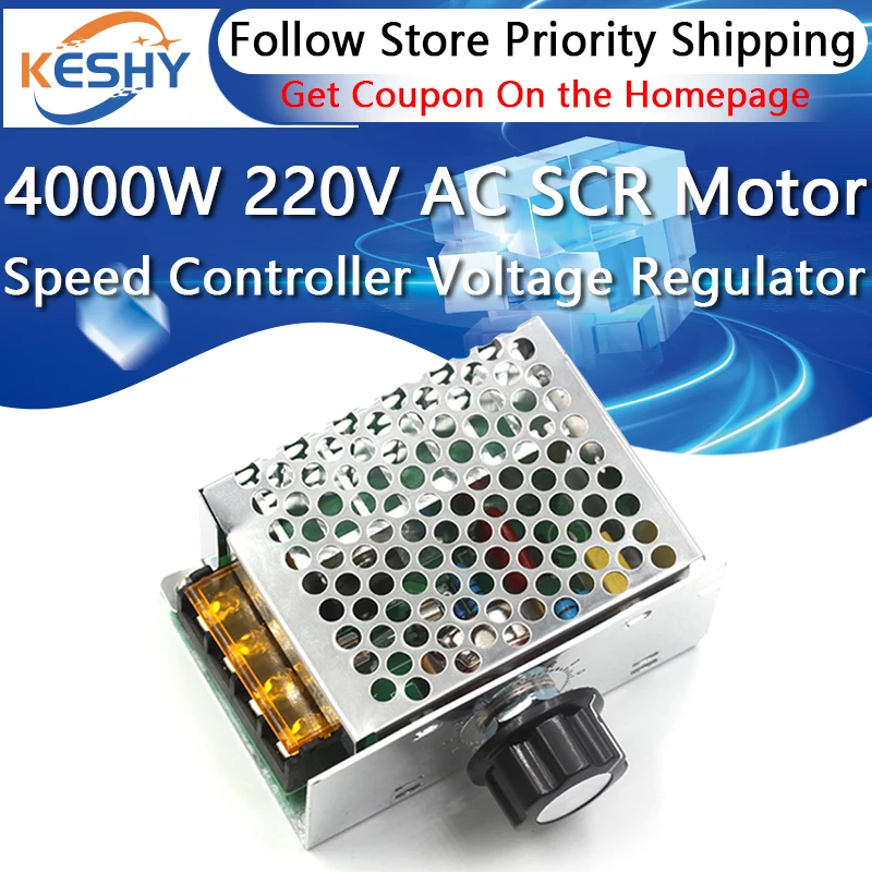 4000W 220V AC SCR Motor Speed Controller Module Voltage Regulator Temperature Dimmer for Electric Furnace Water Heater LED Light