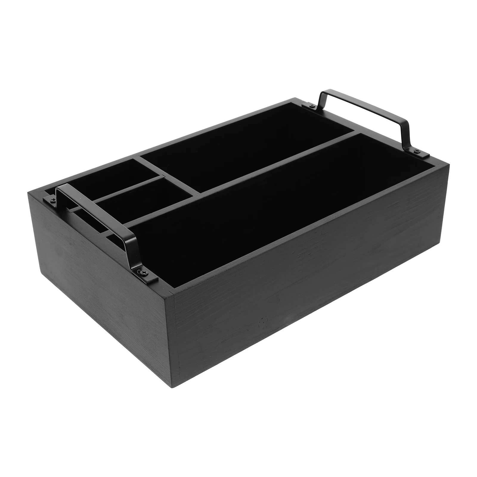 

Wooden Coffee Bar Organizer Safe Long Lasting Use Storage Basket Countertop Black Office Tea Accessories Station