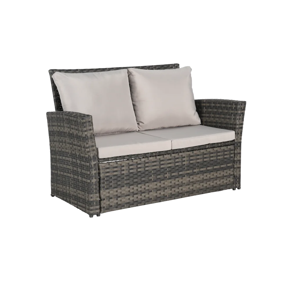 4-х предметные наборы мебели для патио, садовый плетеный набор стульев из ротанга, стулья для газона біля бассейна с журнальным столиком из закаленного стекла